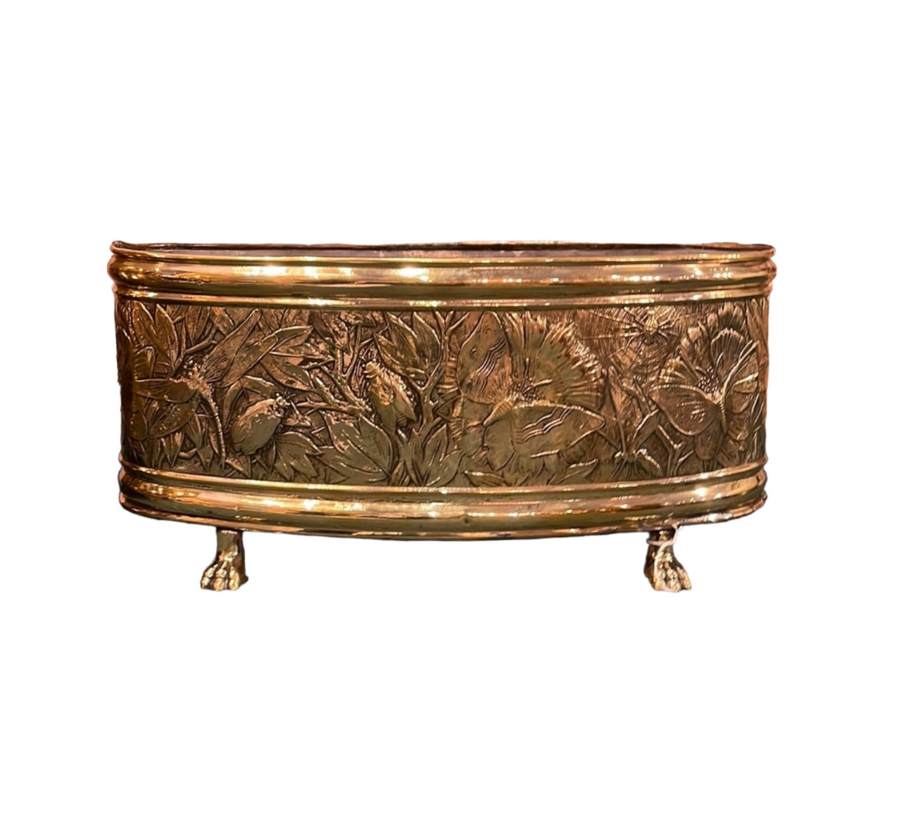 Antique Repousse Brass Planter Circa 1920