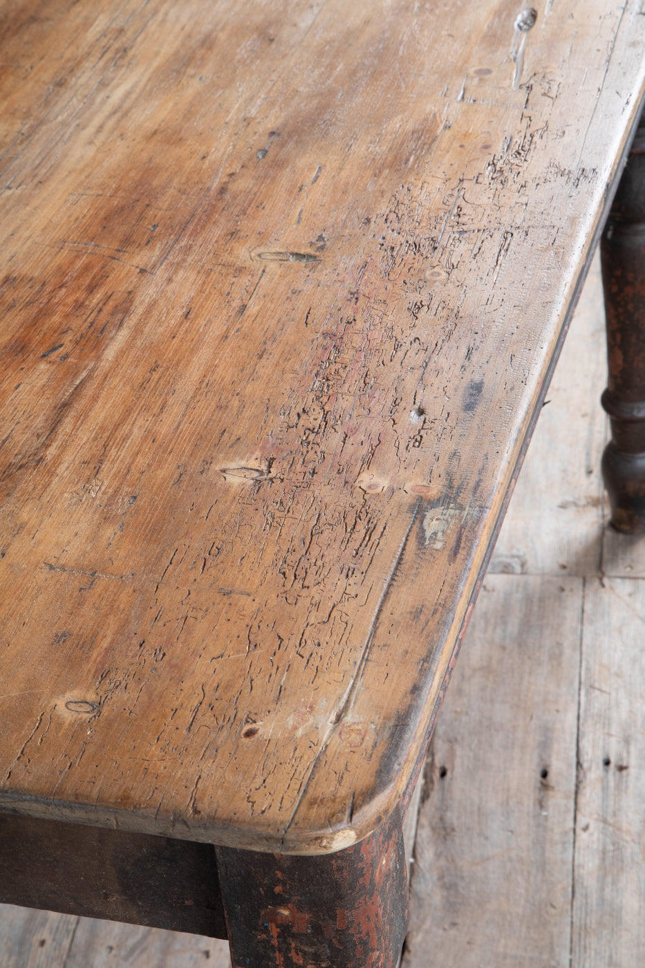 French Oak Table with Turned Legs