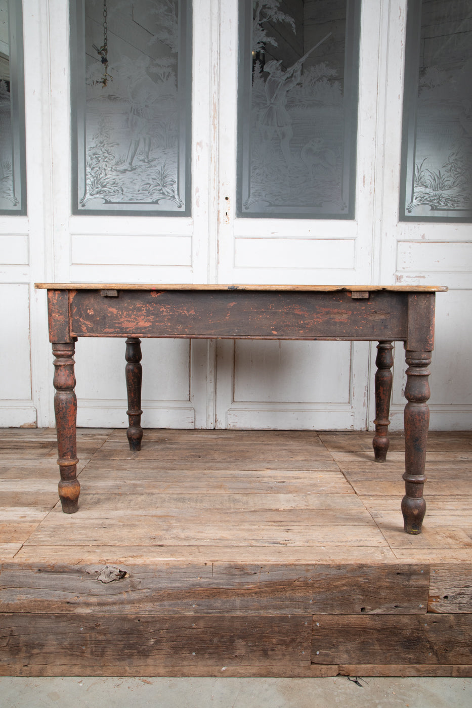 French Oak Table with Turned Legs