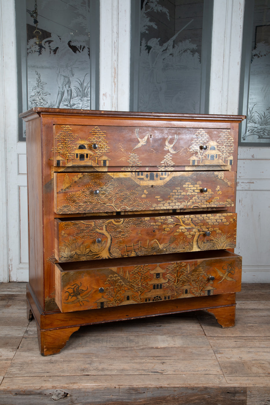 French Chinoiserie Painted Chest of Drawers