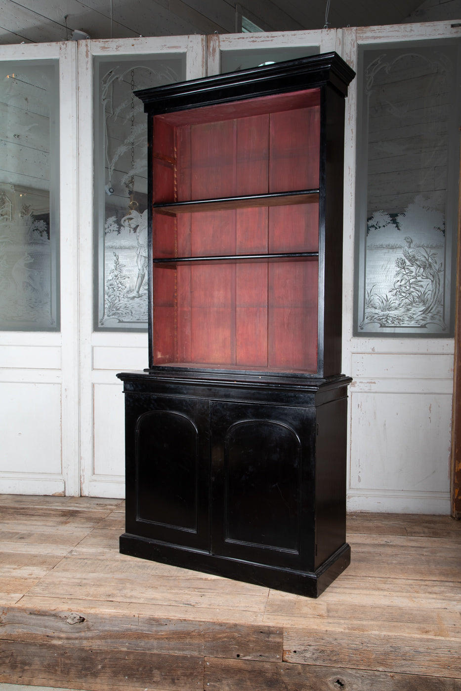 Victorian Ebonized Glazed Bookcase