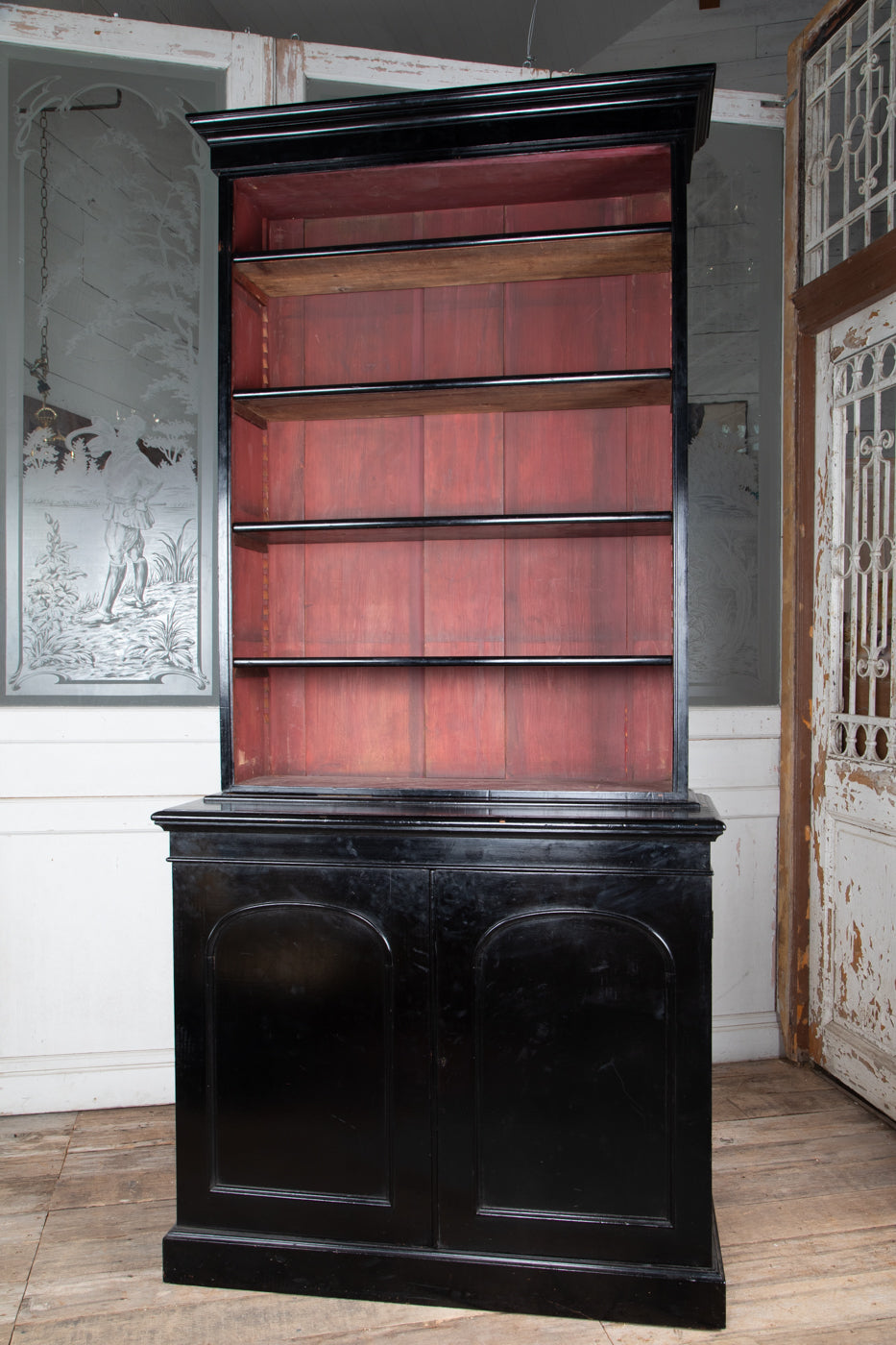 Victorian Ebonized Glazed Bookcase