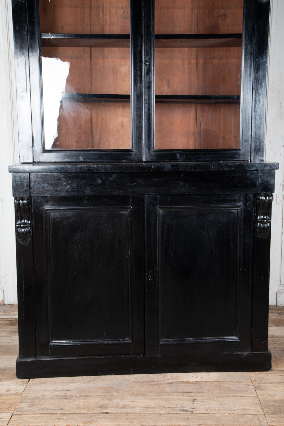 Victorian Ebonized Glazed Bookcase