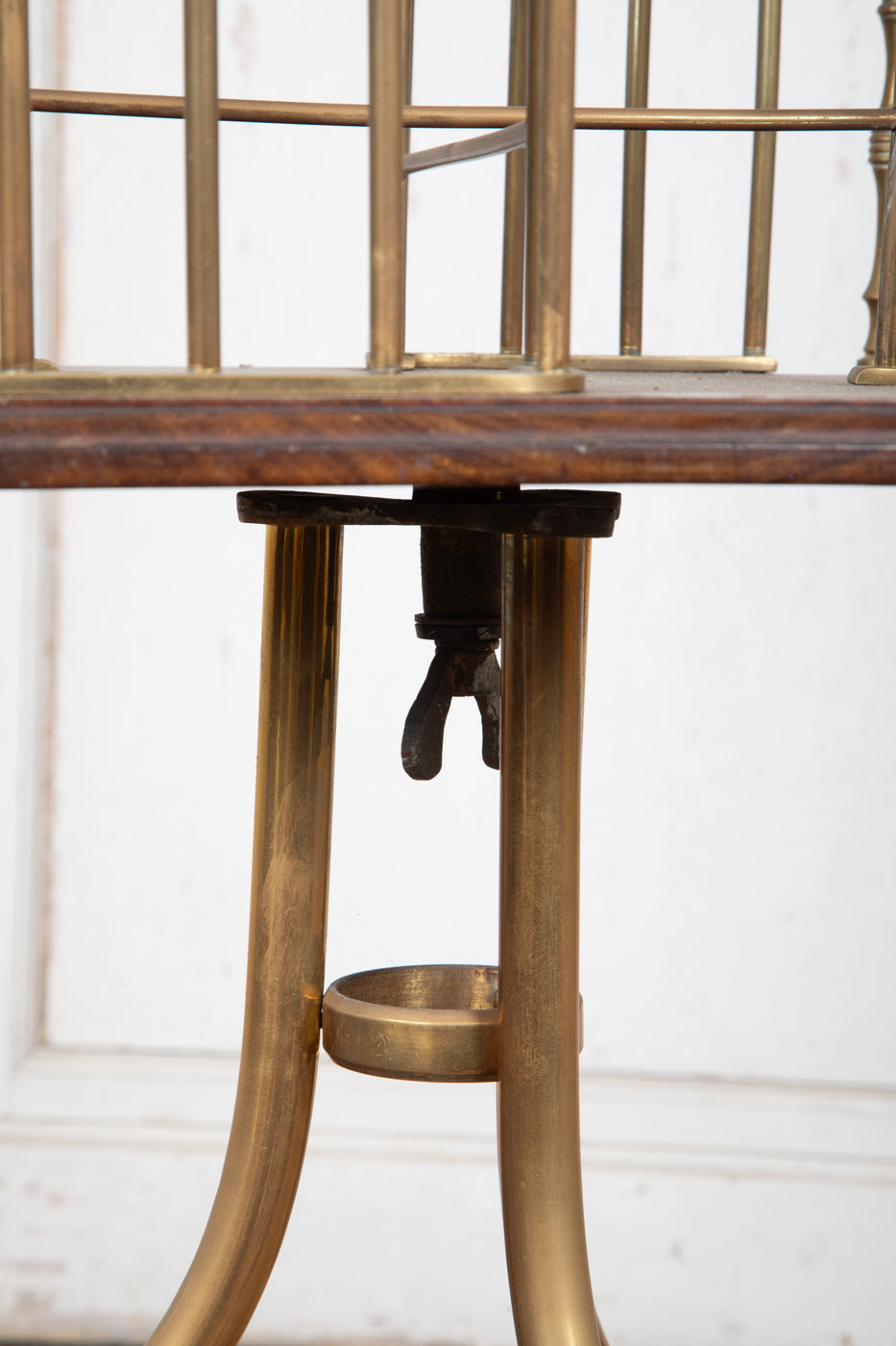 Brass and Wood Revolving Bookcase Square 3 Legs