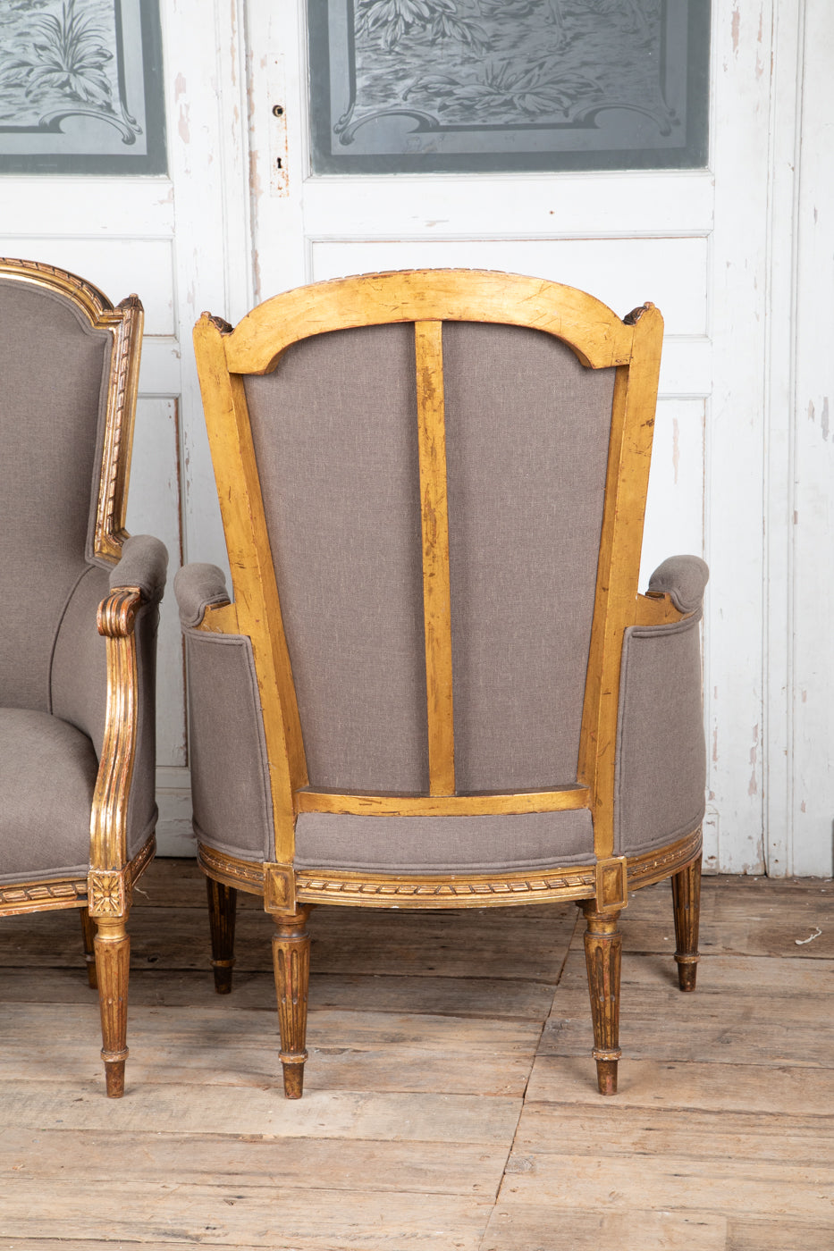 Louis XVI Style Gilt Bergere Armchair