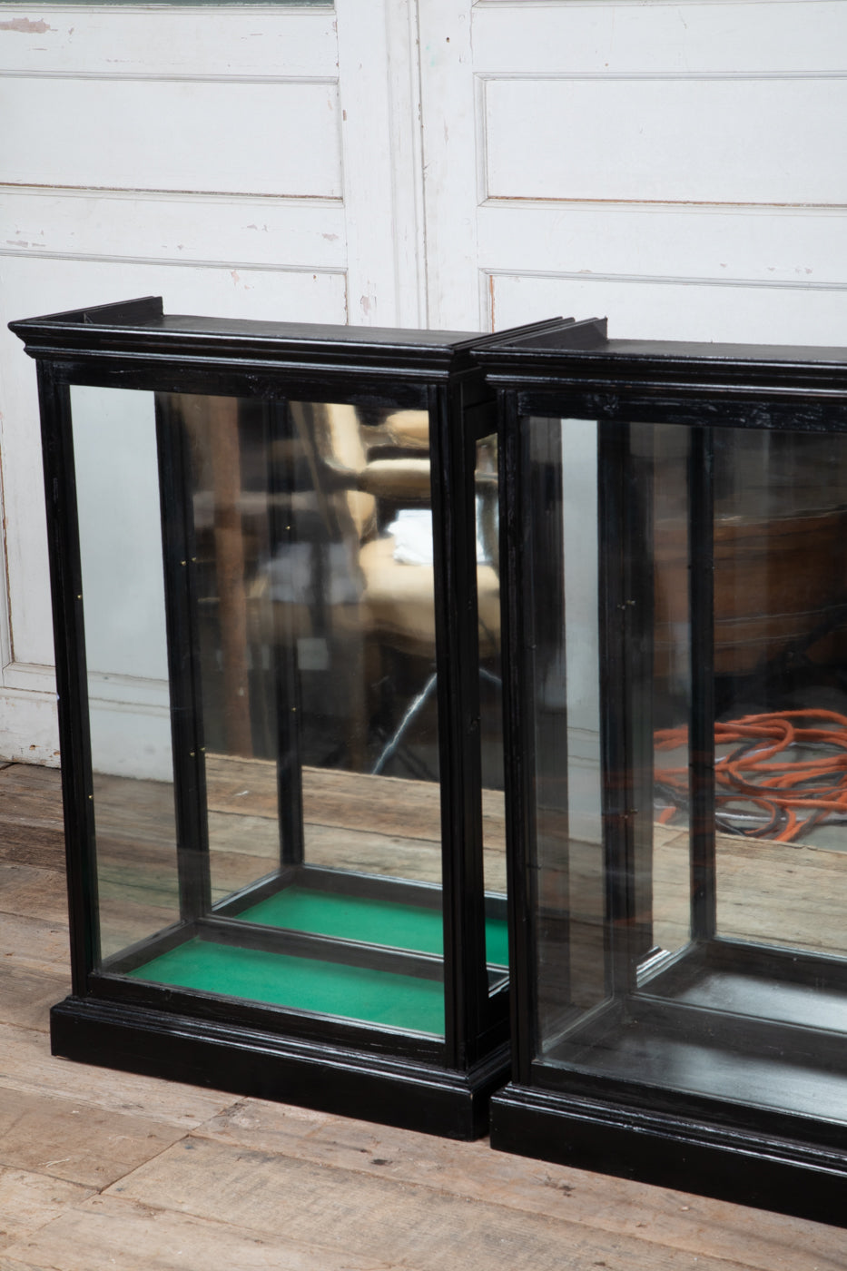 English Edwardian Ebonised Shop Fitting Wall Cabinet