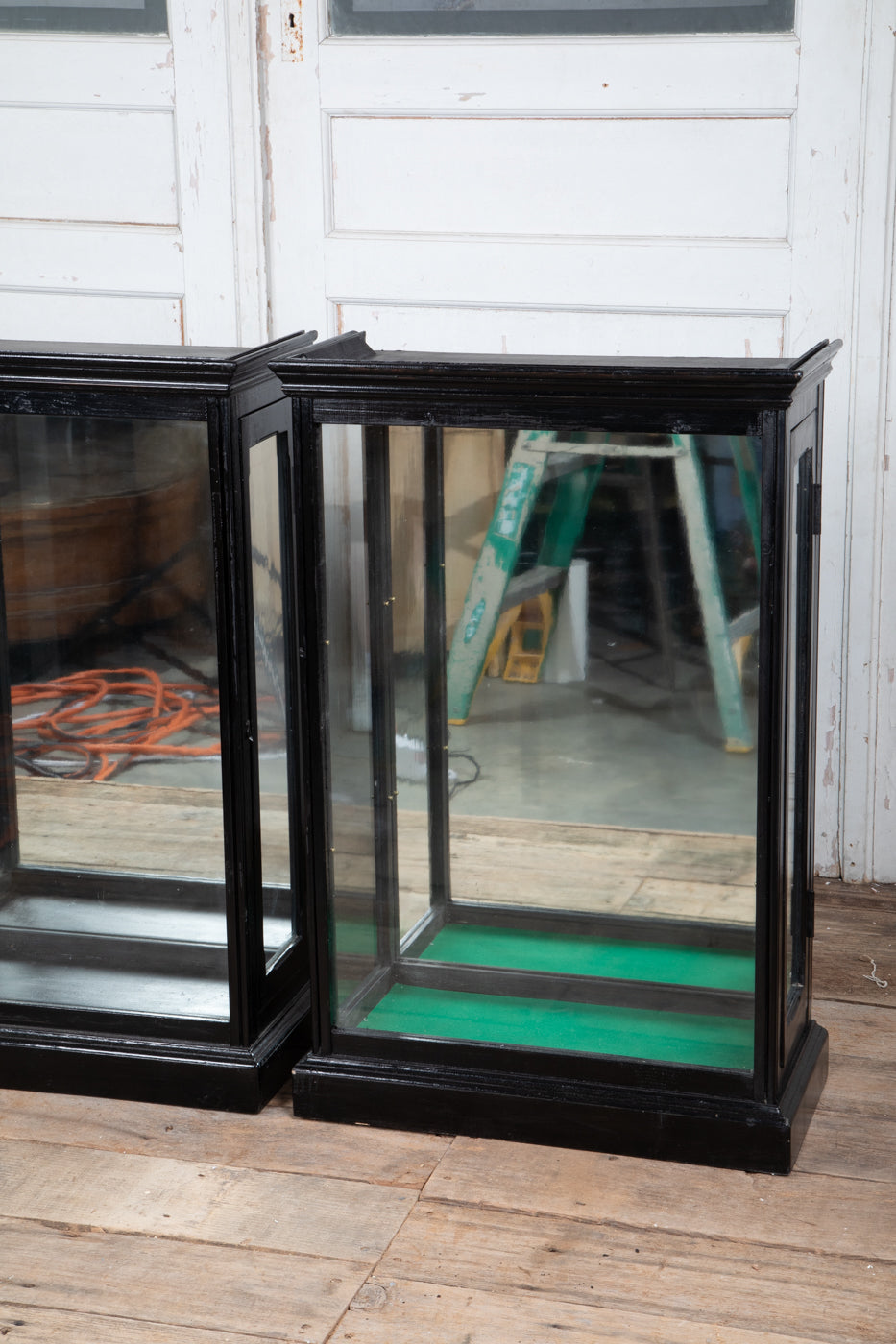 English Edwardian Ebonised Shop Fitting Wall Cabinet