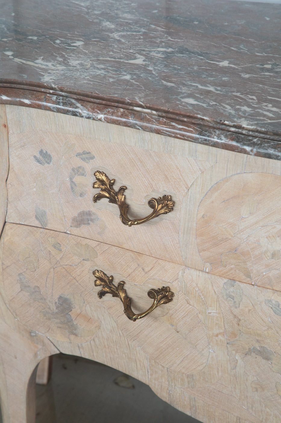 French Bleached Serpentine Commode with Marble Top