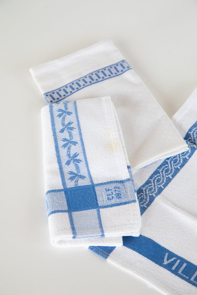 Blue and White French Linen Towel 1920