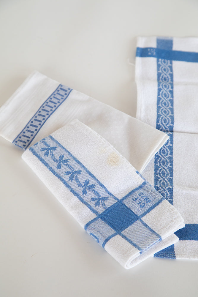 Blue and White French Linen Towel 1920