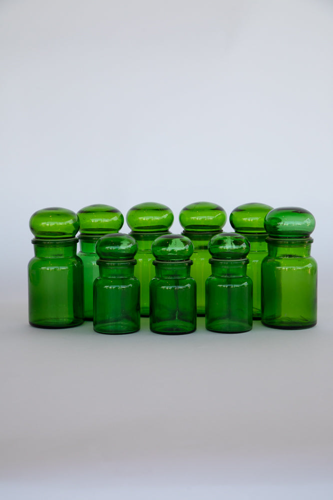 Green Glass Jar with Bulb Top and Seal