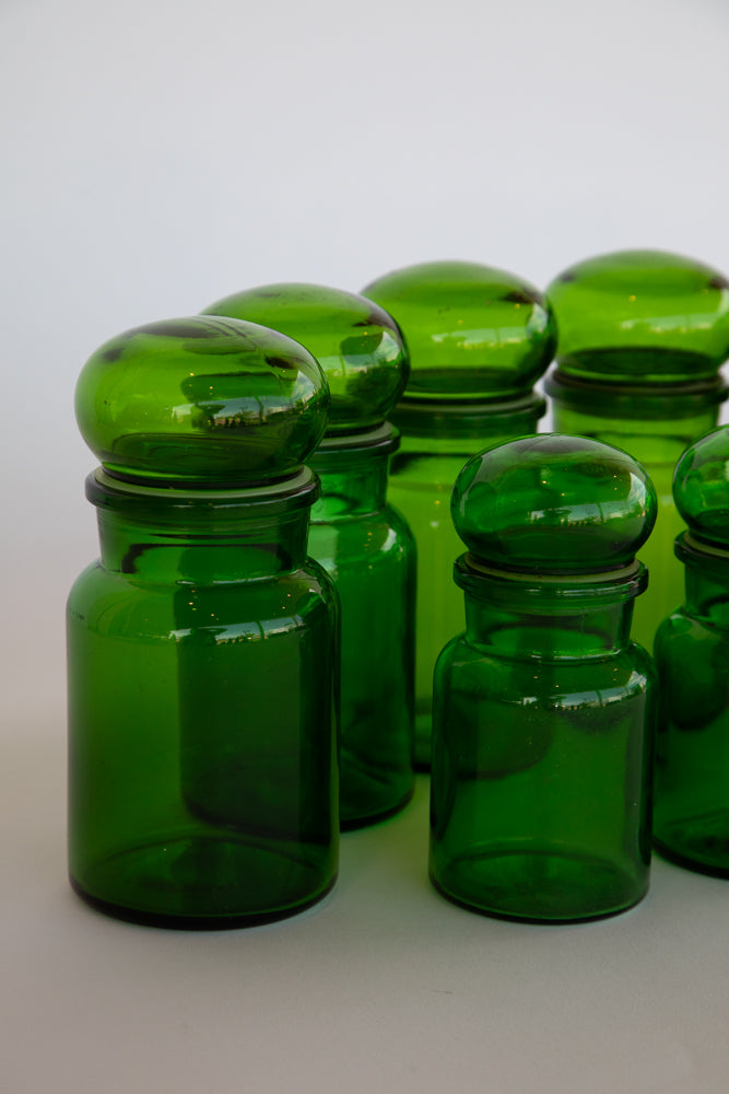 Green Glass Jar with Bulb Top and Seal