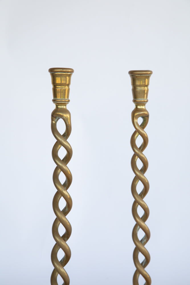 Brass Open Twist Candlesticks - Sold Individually