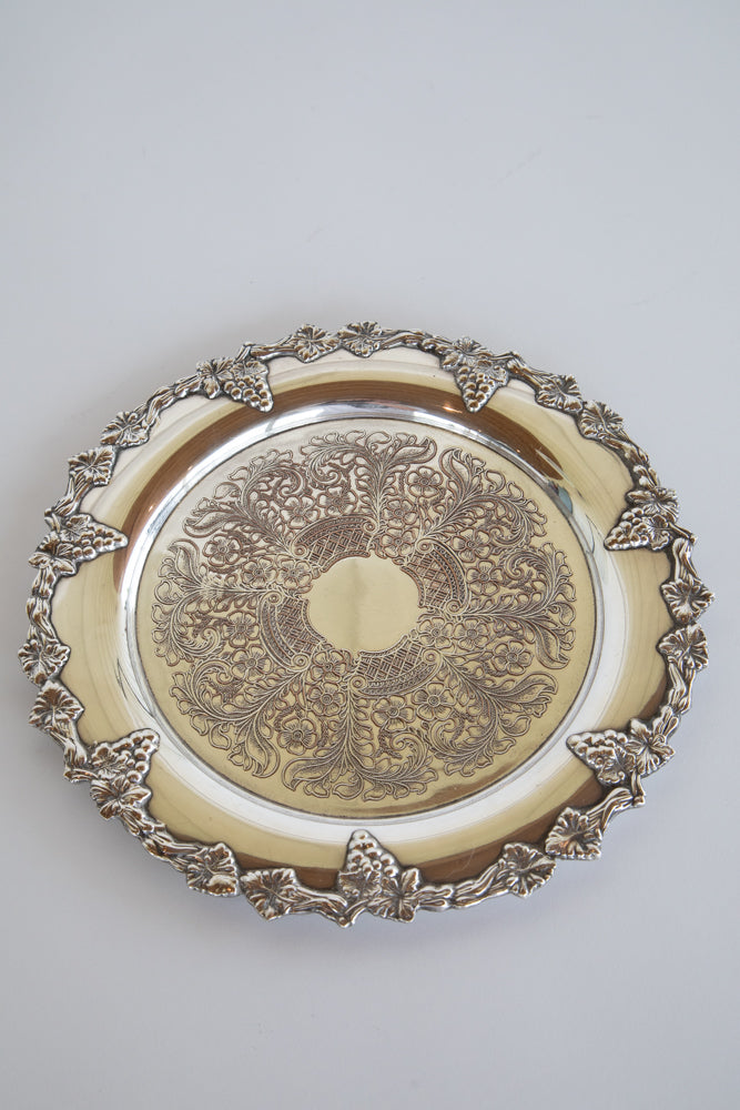 Round Silver Plated Tray UK 1910