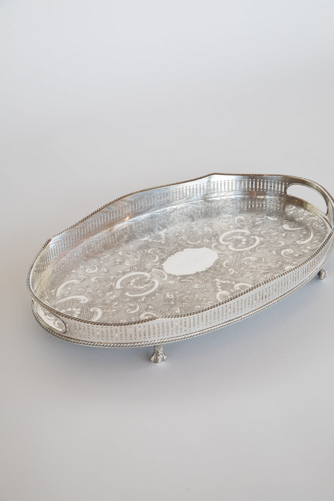 Silver Plated Tray with Feet UK 1900