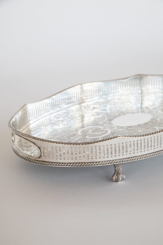 Silver Plated Tray with Feet UK 1900