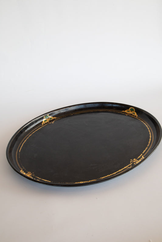 Large Black Oval Tole Tray