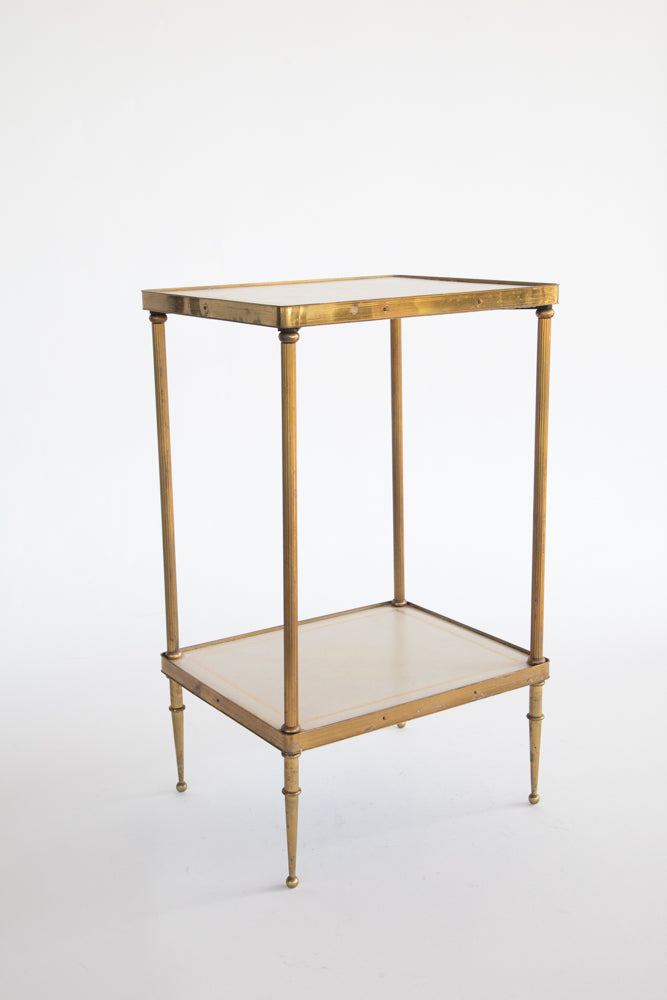 Mid Century Glass and Brass End Table