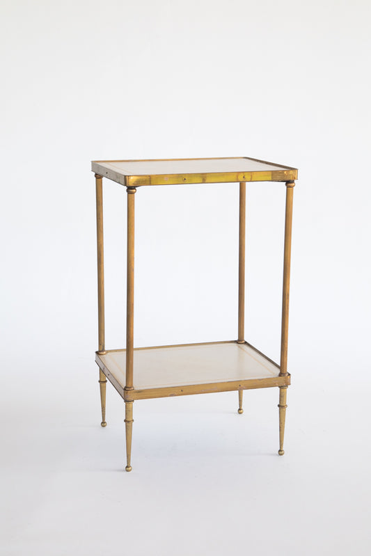 Mid Century Glass and Brass End Table