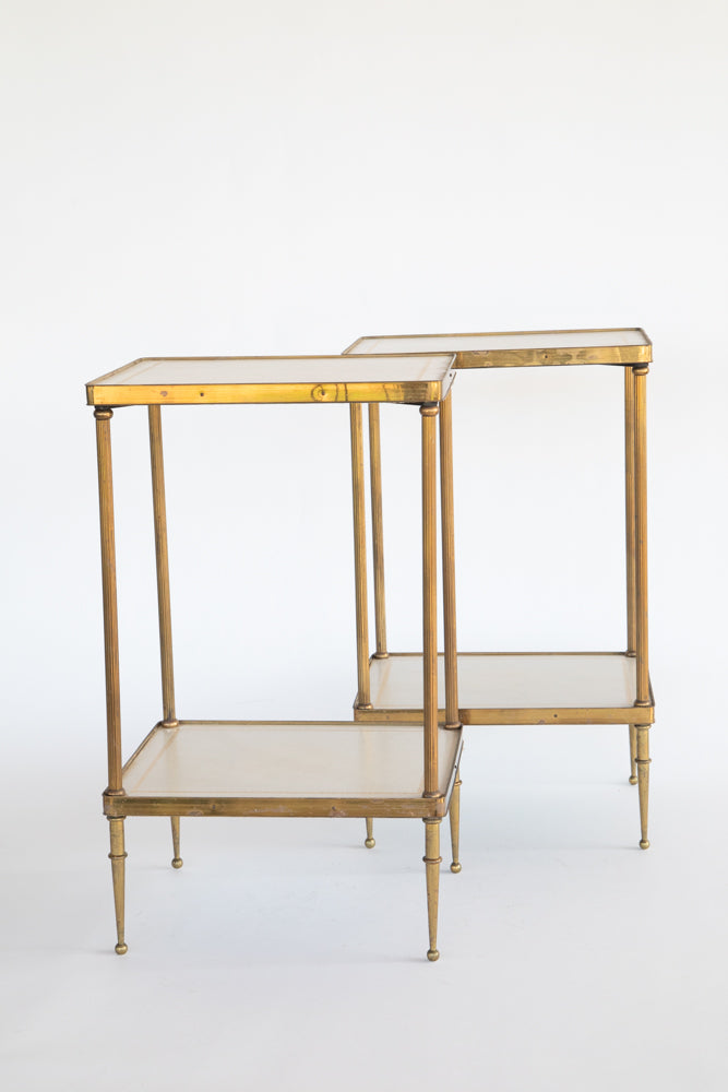 Mid Century Glass and Brass End Table