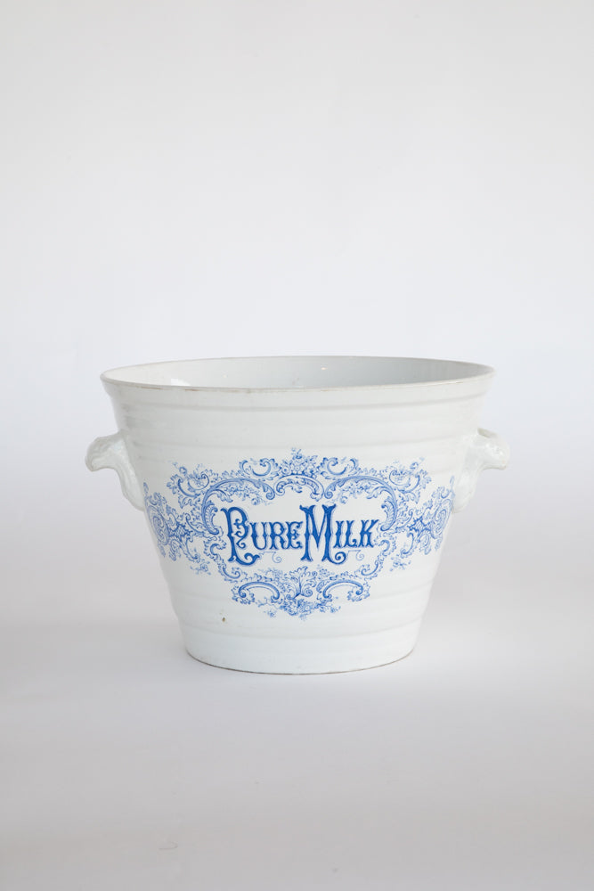 "Pure Milk" Ironstone Dairy Pail ~Rare~