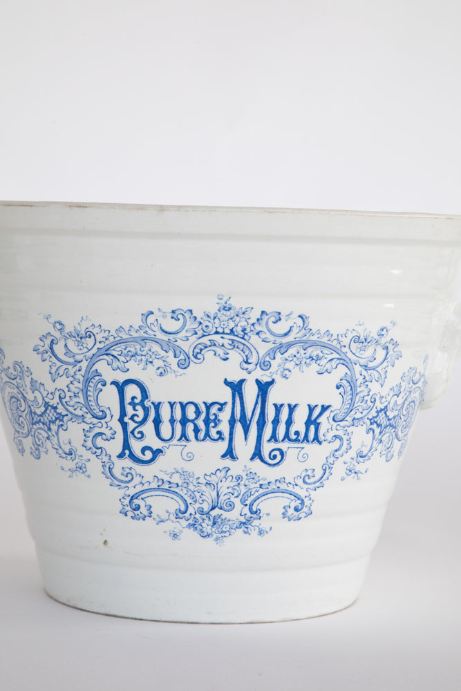 "Pure Milk" Ironstone Dairy Pail ~Rare~