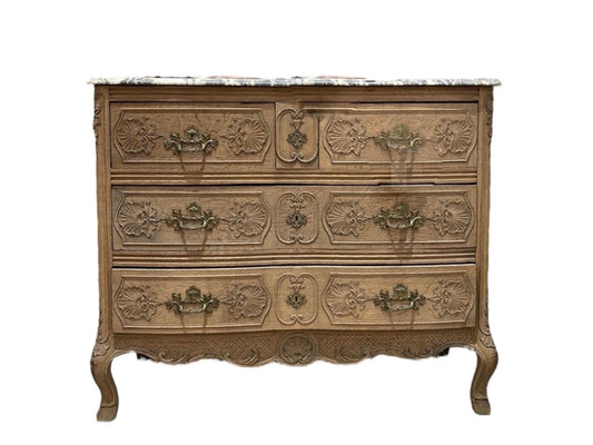 Bleached Marble Top Console 4 Drawer 3 Rows