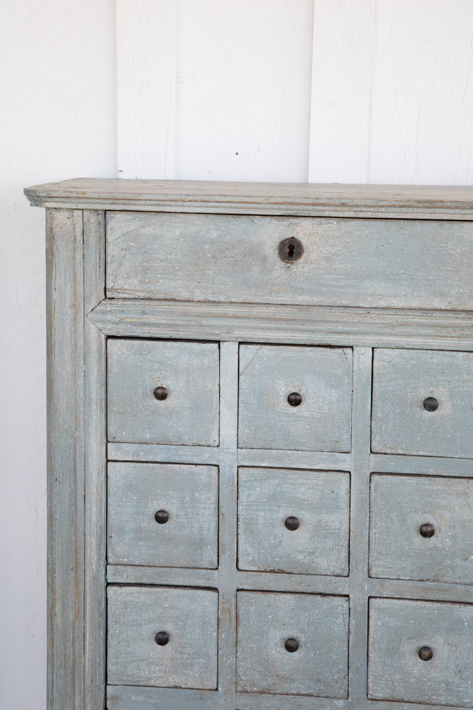 French Blue Painted Medicine Apothecary Medicine Cabinet or Chest