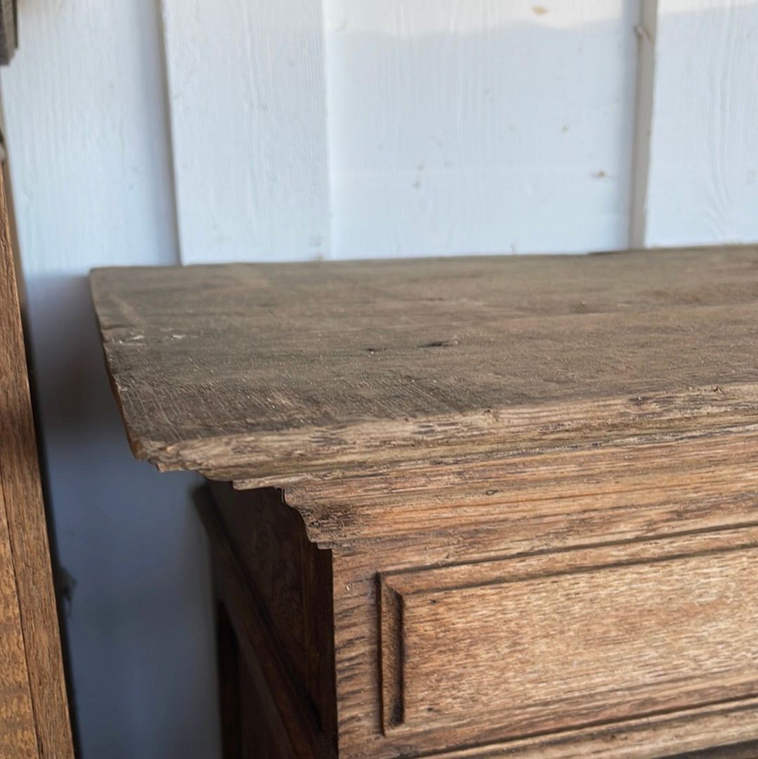 Oak File Cabinet Bleached with Doors and Compartments - The White Barn Antiques