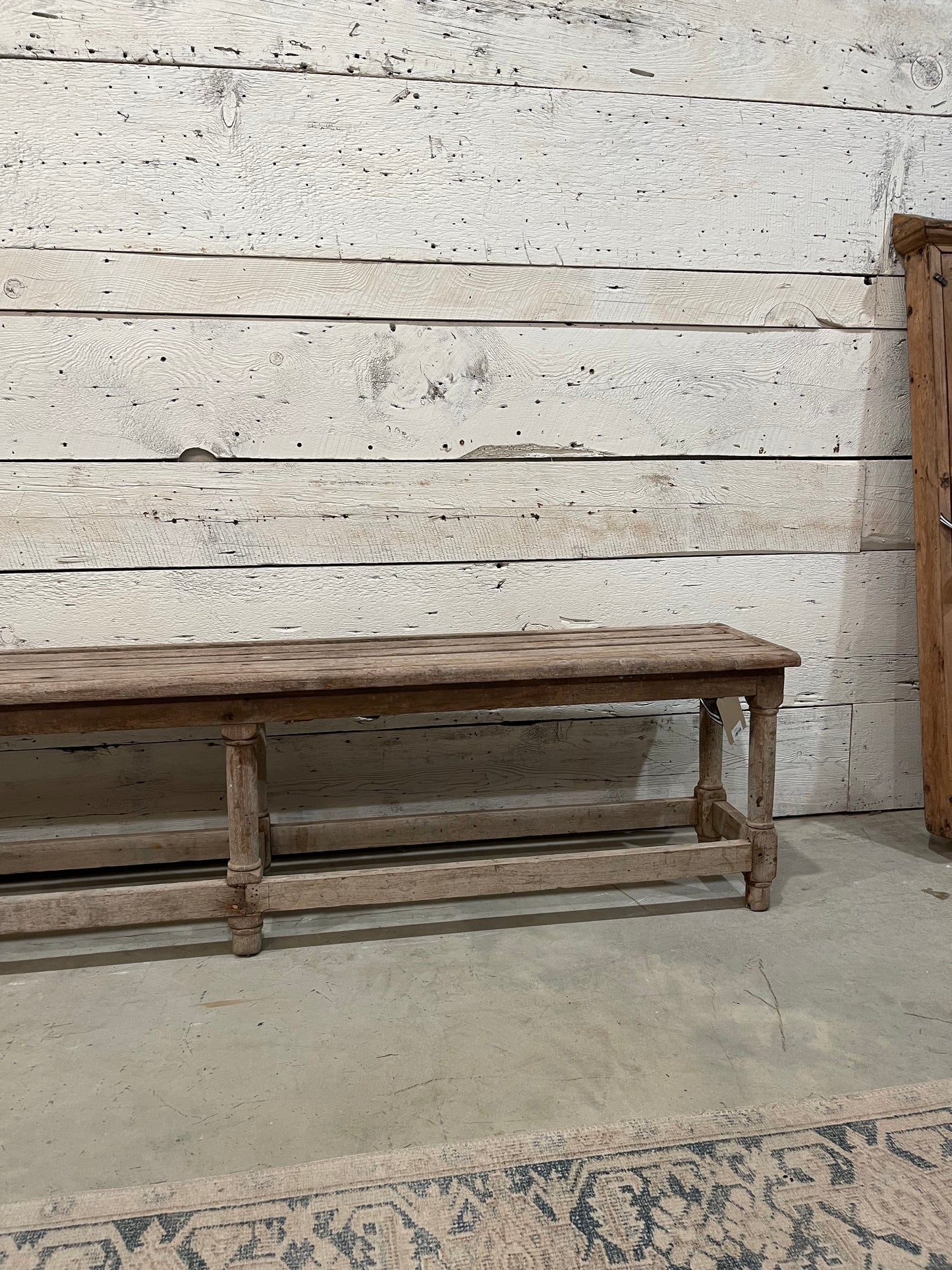 Long Slat Wood Bench - The White Barn Antiques