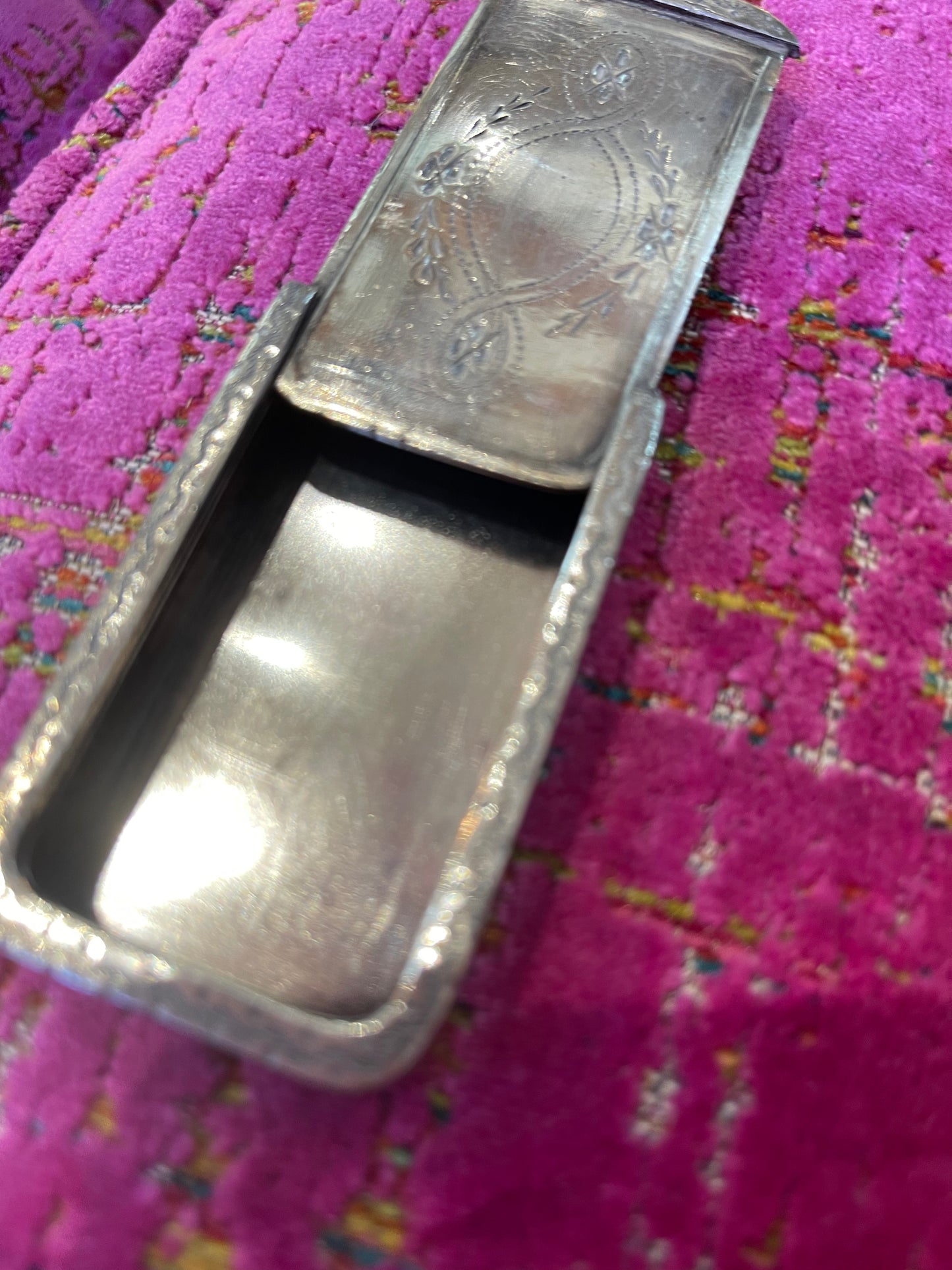 Silver Snuff Box with Sliding Lid - The White Barn Antiques