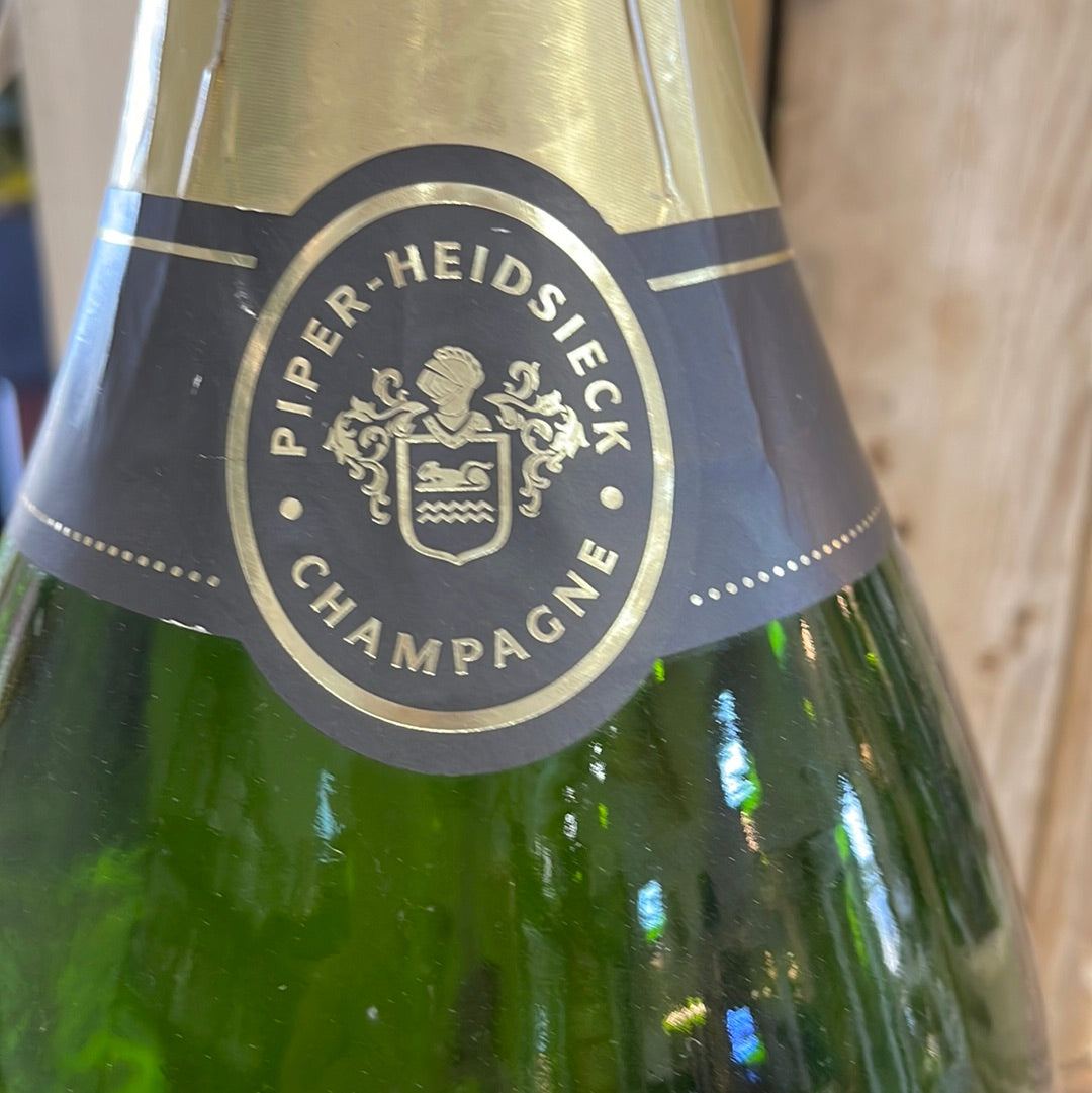 Large Magnum Piper Heidsieck Glass Champagne Bottle - The White Barn Antiques